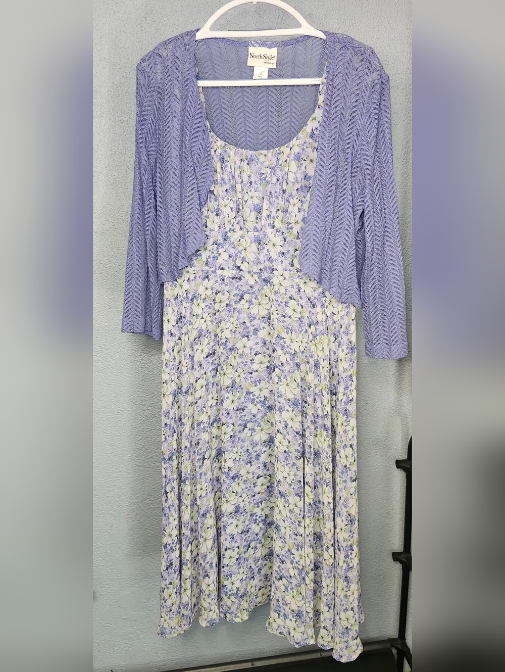 NorthStyle Lavender Floral Dress with Knit Bolero